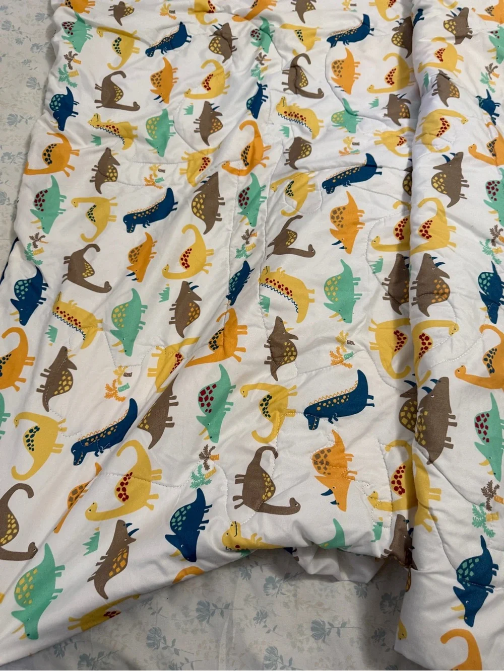 Toddler Dino Bedding Set - Blue and Yellow Dino Design